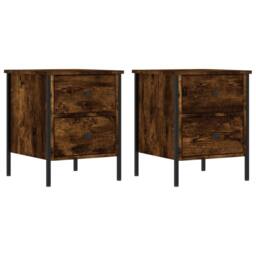 Berkfield Home Durable Bedside Cabinets 2 pcs Smoked Oak 40x42x50 cm Engineered Wood in Brown - Size: 40 x 42 x 50 cm - thumbnail 3
