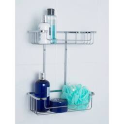 NESTLUNE Rust Free 2 Tier Shower Caddy, Bathroom Caddy Cosmetic in Silver