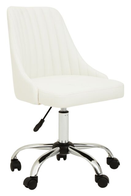Orsina Ergonomic Off-White Leather Effect Home Office Chair, Comfortable Work From Home Chair, Movable Work Chair in White - image 1