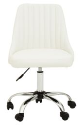 Orsina Ergonomic Off-White Leather Effect Home Office Chair, Comfortable Work From Home Chair, Movable Work Chair in White - thumbnail 2