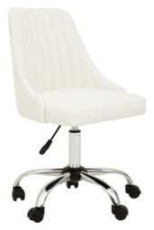 Orsina Ergonomic Off-White Leather Effect Home Office Chair, Comfortable Work From Home Chair, Movable Work Chair in White - thumbnail 1