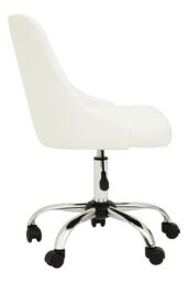 Orsina Ergonomic Off-White Leather Effect Home Office Chair, Comfortable Work From Home Chair, Movable Work Chair in White - thumbnail 4