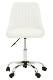 Orsina Ergonomic Off-White Leather Effect Home Office Chair, Comfortable Work From Home Chair, Movable Work Chair in White - thumbnail 3