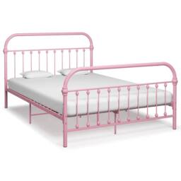 Berkfield Home Bed Frame Pink Metal 120x200 cm - Size: Small Double - thumbnail 2