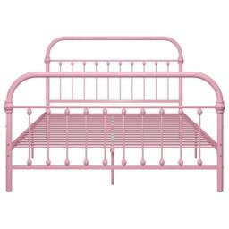 Berkfield Home Bed Frame Pink Metal 120x200 cm - Size: Small Double - thumbnail 3