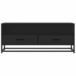 Berkfield Home TV Cabinet Black 100x34.5x40 cm Engineered Wood & Metal - thumbnail 4