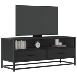 Berkfield Home TV Cabinet Black 100x34.5x40 cm Engineered Wood & Metal - thumbnail 1