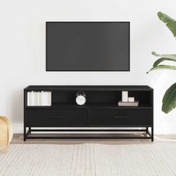 Berkfield Home TV Cabinet Black 100x34.5x40 cm Engineered Wood & Metal - thumbnail 3