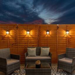 ValueLights Pack of 4 - Black Lantern Solar Garden Fence Lights With PIR Motion Sensors