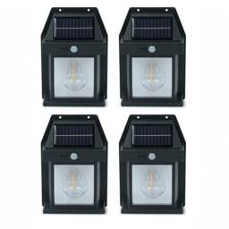 ValueLights Pack of 4 - Black Lantern Solar Garden Fence Lights With PIR Motion Sensors - thumbnail 6