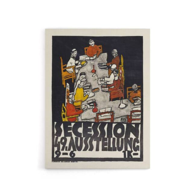 "Artery8 Poster for the 49th Secession Exhibition Schiele Canvas Wall Art Print in Black - Size: W12"" x H16""" - image 1