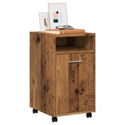 Berkfield Home Cabinet with Wheels Old Wood 33x38x60 cm Engineered Wood in Brown - Size: 33 x 38 x 60 cm - thumbnail 1