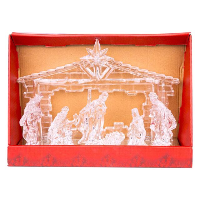 Shatchi Acrylic Light Up Nativity Scene Featuring Jesus, Mary, Joseph & the three wise men in Natural - image 1