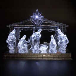 Shatchi Acrylic Light Up Nativity Scene Featuring Jesus, Mary, Joseph & the three wise men in Natural - thumbnail 5