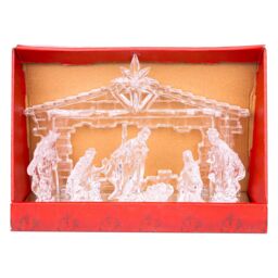 Shatchi Acrylic Light Up Nativity Scene Featuring Jesus, Mary, Joseph & the three wise men in Natural