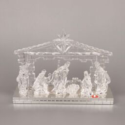Shatchi Acrylic Light Up Nativity Scene Featuring Jesus, Mary, Joseph & the three wise men in Natural - thumbnail 3