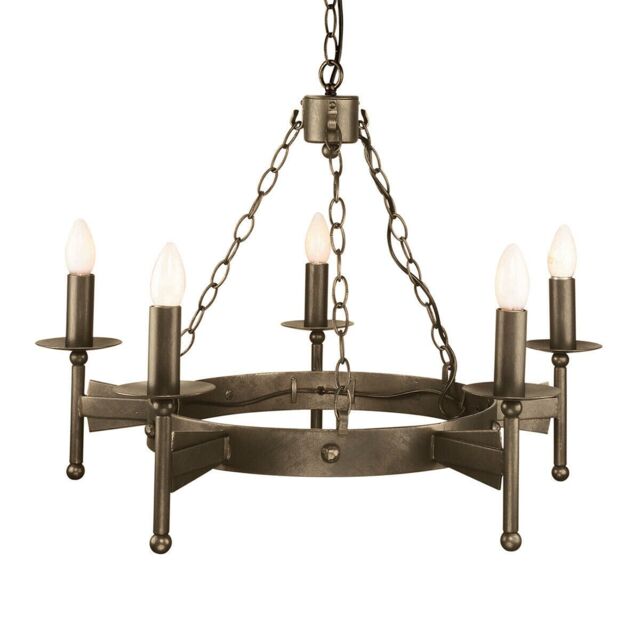 Loops 5 Bulb Chandelier Hanging Pendant LIght Old Bronze LED E14 60W Bulb