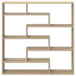 Berkfield Home Wall Cube Shelf 7 Compartments Sonoma Oak Engineered Wood in Brown - thumbnail 4