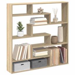 Berkfield Home Wall Cube Shelf 7 Compartments Sonoma Oak Engineered Wood in Brown - thumbnail 2