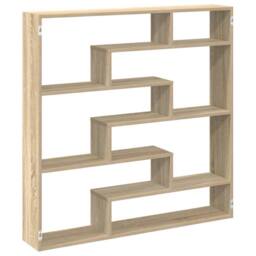 Berkfield Home Wall Cube Shelf 7 Compartments Sonoma Oak Engineered Wood in Brown - thumbnail 1