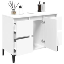 Berkfield Home Sink Cabinet White 80x33x60 cm Engineered Wood - Size: 80 x 33 x 60 cm - thumbnail 4