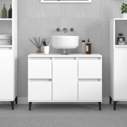Berkfield Home Sink Cabinet White 80x33x60 cm Engineered Wood - Size: 80 x 33 x 60 cm - thumbnail 1