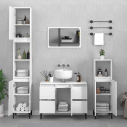 Berkfield Home Sink Cabinet White 80x33x60 cm Engineered Wood - Size: 80 x 33 x 60 cm - thumbnail 3