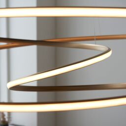 Loops Satin Gold XL Ceiling Pendant Tape Light & Matt White Diffuser - Warm White LED - thumbnail 4