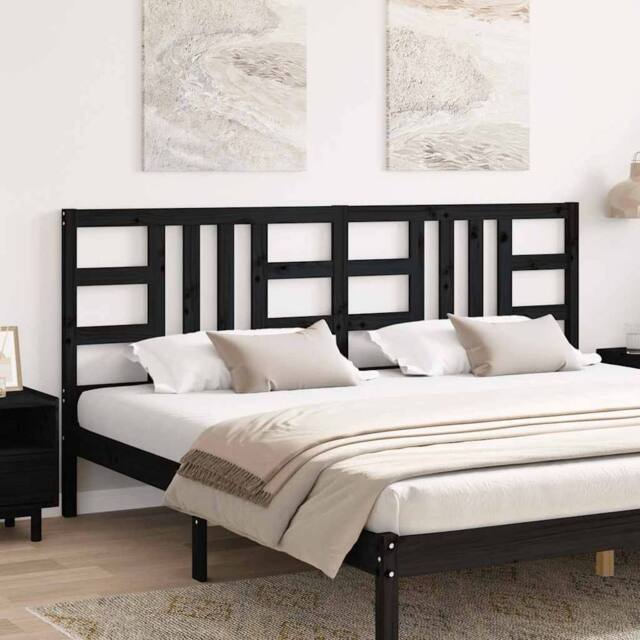 Berkfield Home Beautiful Bed Headboard Black 206x4x100 cm Solid Wood Pine - Size: 206 x 4 x 100 cm - image 1