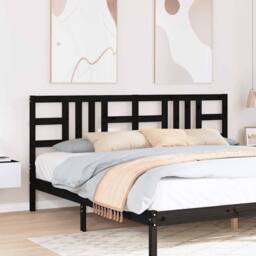 Berkfield Home Beautiful Bed Headboard Black 206x4x100 cm Solid Wood Pine - Size: 206 x 4 x 100 cm - thumbnail 2