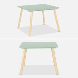 sweeek Children's square table with 2 chairs pine legs in Green - thumbnail 9