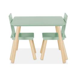 sweeek Children's square table with 2 chairs pine legs in Green - thumbnail 7