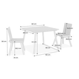 sweeek Children's square table with 2 chairs pine legs in Green - thumbnail 5