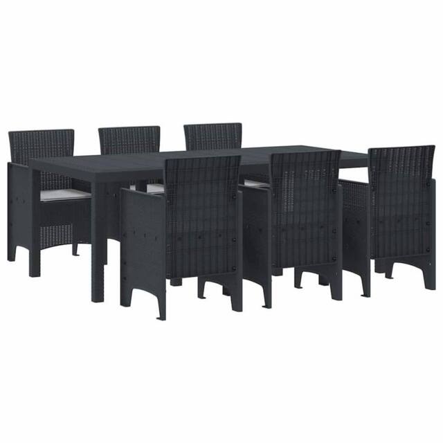 Berkfield Home 7 Piece Garden Dining Set with Cushions Anthracite Poly Rattan - image 1