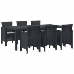 Berkfield Home 7 Piece Garden Dining Set with Cushions Anthracite Poly Rattan - thumbnail 1