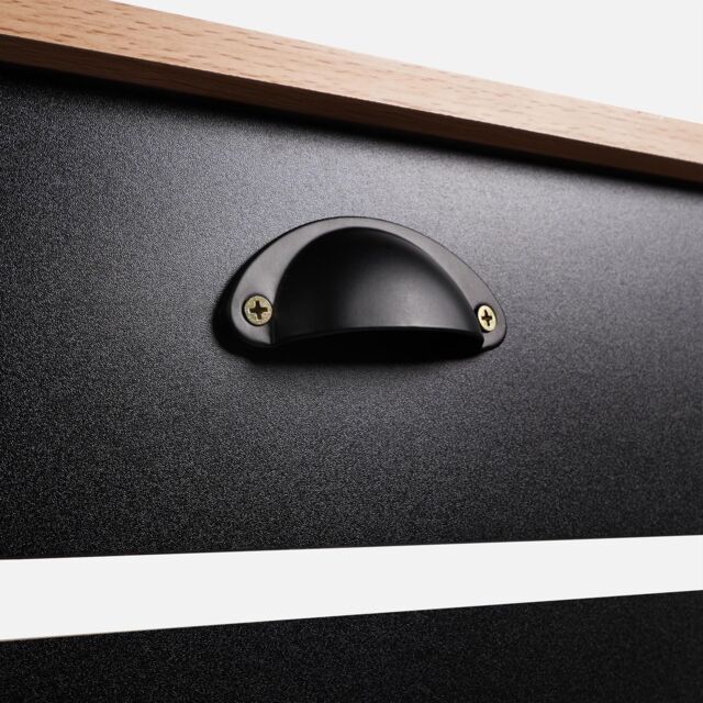 OHS Wood Effect Radiator Cover Sideboard Shelf in Black - Size: Small - image 1