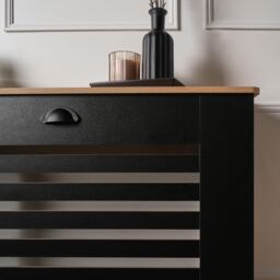 OHS Wood Effect Radiator Cover Sideboard Shelf in Black - Size: Small - thumbnail 4