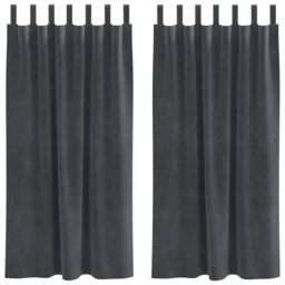 Berkfield Home Blackout Curtains with Hanging Loops 2 pcs Light Grey Velvet - thumbnail 2