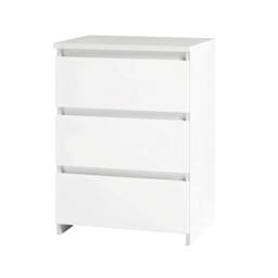 Nordara Modern White Bedside Table 3 Drawers Storage Side End Cabinet - Size: 110 cm x 35 cm