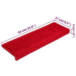 Berkfield Home Decorative Carpet Stair Treads 15 pcs 65x21x4 cm Red - Size: Medium - thumbnail 8