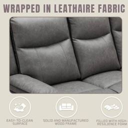 FURNITURE ONE Manual Recliners Sofa, Recliner Couches Set, Armchair + Loveseat Set - Grey - Size: 3 Seater - thumbnail 4