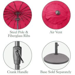 Christow 2m Shanghai Parasol Garden Umbrella Tilting Sunshade UV Resistant in Raspberry - thumbnail 6