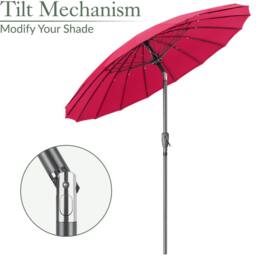 Christow 2m Shanghai Parasol Garden Umbrella Tilting Sunshade UV Resistant in Raspberry - thumbnail 5