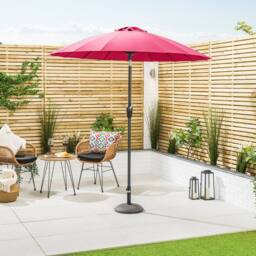 Christow 2m Shanghai Parasol Garden Umbrella Tilting Sunshade UV Resistant in Raspberry - thumbnail 2