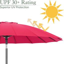 Christow 2m Shanghai Parasol Garden Umbrella Tilting Sunshade UV Resistant in Raspberry - thumbnail 4