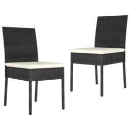 Berkfield Home Modern Garden Dining Chairs 2 pcs Poly Rattan Black - thumbnail 2