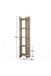 Living and Home 5 Tier Regin Wood Corner Bookcase Modern Unit Book shelf in Natural - thumbnail 5