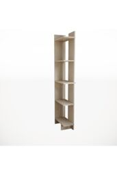 Living and Home 5 Tier Regin Wood Corner Bookcase Modern Unit Book shelf in Natural - thumbnail 4
