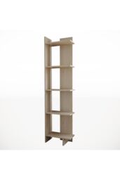 Living and Home 5 Tier Regin Wood Corner Bookcase Modern Unit Book shelf in Natural - thumbnail 3