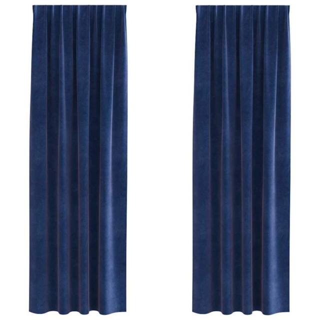 Berkfield Home Blackout Curtains with Top Tape 2 pcs Dark Blue Velvet in Navy - image 1
